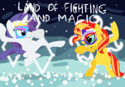 Size: 650x450 | Tagged: safe, artist:violetclm, character:rarity, character:sunset shimmer, species:pony, fight, homestuck, hoofstuck, luchador, masked shimmer, nebula realm