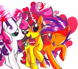 Size: 642x567 | Tagged: safe, artist:aurora-chiaro, character:apple bloom, character:scootaloo, character:sweetie belle, species:pegasus, species:pony, cutie mark crusaders