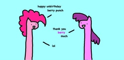 Size: 1024x498 | Tagged: safe, artist:wollap, character:berry punch, character:berryshine, character:pinkie pie, comic sans, text