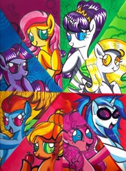 Size: 504x686 | Tagged: safe, artist:aurora-chiaro, character:applejack, character:derpy hooves, character:dj pon-3, character:fluttershy, character:pinkie pie, character:rainbow dash, character:rarity, character:twilight sparkle, character:vinyl scratch, species:pegasus, species:pony, alternate hairstyle, female, mare