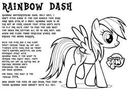 Size: 991x702 | Tagged: safe, artist:tygerbug, character:rainbow dash, coloring page, extreme, my little pony logo, vulgar