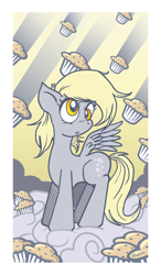Size: 900x1543 | Tagged: safe, artist:xkappax, character:derpy hooves, species:pegasus, species:pony, female, mare, muffin, solo