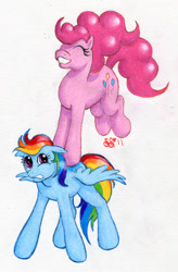 Size: 598x914 | Tagged: safe, artist:alipes, character:pinkie pie, character:rainbow dash, species:earth pony, species:pegasus, species:pony, vault