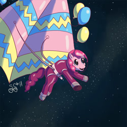 Size: 900x900 | Tagged: safe, artist:alipes, character:pinkie pie, space, space suit