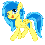 Size: 150x150 | Tagged: safe, artist:pastelflakes, oc, oc only, oc:blueberry blitz, species:pegasus, species:pony, animated, blinking, happy, pixel art, solo