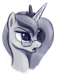 Size: 617x786 | Tagged: safe, artist:fajeh, character:princess luna, bust, female, glasses, open mouth, portrait, solo