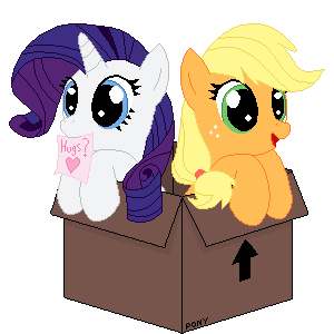Size: 300x300 | Tagged: safe, artist:tomdantherock, character:applejack, character:rarity, species:earth pony, species:pony, species:unicorn, animated, annoyed, blep, box, cardboard box, cute, dawwww, ear twitch, eye shimmer, eyes closed, female, freckles, glare, grin, hnnng, jackabetes, mare, mouth hold, note, open mouth, puppy dog eyes, raribetes, sad, silly, silly pony, simple background, smiling, squee, tongue out, transparent background