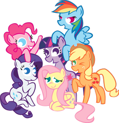 Size: 1158x1196 | Tagged: safe, artist:alisonwonderland1951, character:applejack, character:fluttershy, character:pinkie pie, character:rainbow dash, character:rarity, character:twilight sparkle, mane six, mane six opening poses, marshmallow, simple background, transparent background, vector