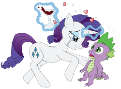 Size: 5456x4032 | Tagged: safe, artist:greenlinzerd, character:rarity, character:spike, species:dragon, species:pony, species:unicorn, ship:sparity, absurd resolution, bedroom eyes, crying, drunk, drunk rarity, eye contact, female, heart, magic, male, mare, messy mane, open mouth, rapity, shipping, simple background, straight, telekinesis, transparent background, wide eyes, wine