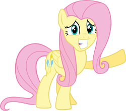 Size: 5635x5014 | Tagged: safe, artist:spier17, character:fluttershy, absurd resolution, cutie mark, female, pointing, simple background, smiling, solo, swapped cutie marks, transparent background, vector