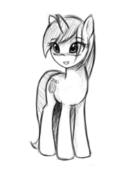 Size: 348x486 | Tagged: safe, artist:fajeh, character:lyra heartstrings, species:pony, species:unicorn, female, grayscale, monochrome, simple background, smiling, solo, white background