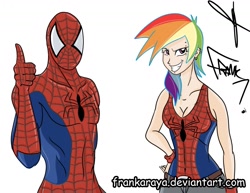 Size: 1455x1123 | Tagged: safe, artist:frankaraya, character:rainbow dash, crossover, humanized, spider-man