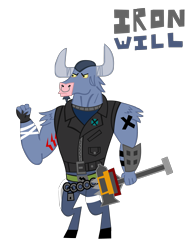 Size: 2191x2814 | Tagged: safe, artist:jewelsfriend, character:iron will, borderlands, borderlands 2, brick, crossover, hammer, male, solo