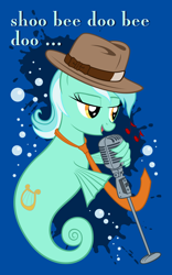 Size: 2384x3832 | Tagged: safe, artist:maximillianveers, artist:tygerbug, character:lyra heartstrings, species:sea pony, g4, clothing, female, hat, high res, microphone, photoshop, seapony lyra, shoo be doo, singing, solo, species swap, vector
