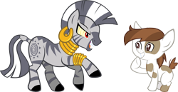 Size: 7535x3883 | Tagged: safe, artist:echo-and-hazel-ponis, artist:tygerbug, character:pipsqueak, character:zecora, species:earth pony, species:pony, species:zebra, g4, colt, fangs, female, male, photoshop, simple background, transparent background, vector