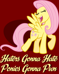 Size: 3184x4000 | Tagged: safe, artist:maximillianveers, artist:tygerbug, character:fluttershy, species:pegasus, species:pony, g4, eyes closed, female, haters gonna hate, mare, meme, photoshop, poster, singing, solo, vector