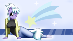 Size: 1920x1080 | Tagged: safe, artist:devs-iratvs, character:cloudchaser, species:anthro, species:pegasus, species:pony, species:unguligrade anthro, breasts, busty cloudchaser, cute, female, hooves, looking at you, smiling, solo, wallpaper, wink