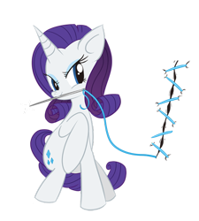 Size: 600x667 | Tagged: safe, artist:xkappax, character:rarity, female, fourth wall, needle, solo, thread