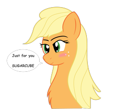 Size: 3500x3000 | Tagged: safe, artist:lordzid, character:applejack, blushing, chest fluff, female, loose hair, simple background, solo