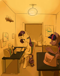 Size: 1024x1300 | Tagged: safe, artist:swomswom, character:rarity, character:twilight sparkle, interior, table