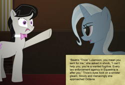 Size: 1559x1059 | Tagged: safe, artist:fatponysketches, part of a set, character:octavia melody, character:trixie, meurtrier manor, part of a series, writer:aharon l'anglais