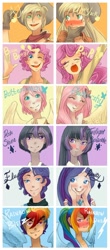 Size: 462x1047 | Tagged: safe, artist:zoe-productions, character:applejack, character:fluttershy, character:pinkie pie, character:rainbow dash, character:rarity, character:twilight sparkle, oc:dusk shine, applejack (male), bubble berry, butterscotch, elusive, humanized, mane six, rainbow blitz, rule 63