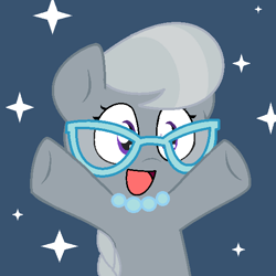 Size: 554x553 | Tagged: safe, artist:pupster0071, character:silver spoon, female, glasses, nya, solo, stars
