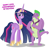 Size: 2042x2077 | Tagged: safe, artist:happyb0y95, character:spike, character:twilight sparkle, character:twilight sparkle (alicorn), species:alicorn, species:dragon, species:pony, episode:the last problem, g4, my little pony: friendship is magic, blue hair, crown, cutie mark, duo, eyelashes, eyes closed, female, grin, hand on hip, happy birthday mlp:fim, high res, horn, jewelry, long hair, looking at you, male, mare, mlp fim's tenth anniversary, multicolored hair, necklace, older, older spike, older twilight, pink hair, princess twilight 2.0, purple eyes, purple hair, regalia, simple background, smiling, tail, teeth, text, thumbs up, white background, winged spike, wings