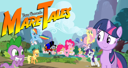 Size: 1224x653 | Tagged: safe, artist:flare-chaser, character:applejack, character:fluttershy, character:pinkie pie, character:rainbow dash, character:rarity, character:spike, character:twilight sparkle, crossover, duck tales, mane seven, mane six, scrooge mcduck