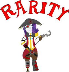 Size: 2273x2378 | Tagged: safe, artist:jewelsfriend, character:rarity, species:pony, amputee, bicorne, bipedal, borderlands, borderlands 2, captain scarlette, clothing, crossover, female, hat, peg leg, pirate, prosthetic leg, prosthetic limb, prosthetics, rarrrrity, solo