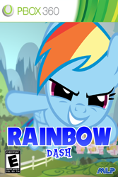 Size: 896x1338 | Tagged: safe, artist:flare-chaser, character:rainbow dash, 360, crossover, female, fence, game, parody, smiling, solo, sonic 06, sonic the hedgehog (series), video game, xbox, xbox 360