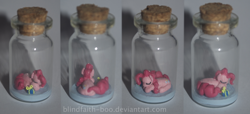 Size: 1272x579 | Tagged: safe, artist:blindfaith-boo, character:pinkie pie, bottle, sculpture