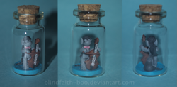 Size: 1179x584 | Tagged: safe, artist:blindfaith-boo, character:octavia melody, bottle, craft, irl, photo, ponies in bottles, sculpture