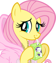 Size: 558x628 | Tagged: safe, artist:are-you-jealous, artist:tygerbug, edit, character:fluttershy, character:rarity, clothing, crying, fan favorite poll drama, female, gangsta, hoodie, juice box, rarifan tears, simple background, solo, transparent background, trollbait, vector