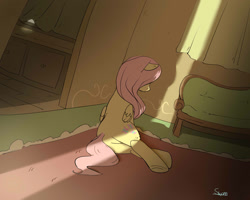Size: 1280x1024 | Tagged: safe, artist:swomswom, character:fluttershy, door, female, interior, solo