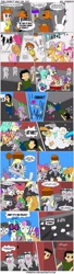 Size: 1015x3710 | Tagged: safe, artist:pheeph, character:apple bloom, character:applejack, character:bon bon, character:carrot top, character:derpy hooves, character:dj pon-3, character:fluttershy, character:golden harvest, character:lyra heartstrings, character:octavia melody, character:pinkie pie, character:scootaloo, character:spike, character:sweetie belle, character:sweetie drops, character:vinyl scratch, species:earth pony, species:human, species:pegasus, species:pony, species:unicorn, comic, hammer, max, police, princess daisy, sam, sam and max, super mario bros., super mario land, the direct way
