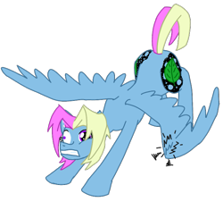Size: 679x615 | Tagged: safe, artist:wryte, oc, oc only, oc:songbreeze, species:pegasus, species:pony, newbie artist training grounds, pain, solo, stretching