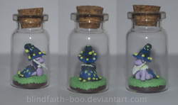 Size: 963x571 | Tagged: safe, artist:blindfaith-boo, character:star swirl the bearded, character:twilight sparkle, bottle, pony in a bottle