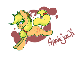 Size: 700x525 | Tagged: safe, artist:cotton, character:applejack, bucking, female, looking at you, solo