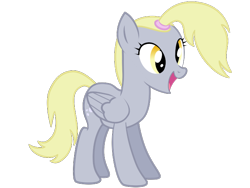 Size: 640x480 | Tagged: safe, artist:srsishere, character:derpy hooves, species:pegasus, species:pony, g4, alternate hairstyle, fail, female, happy, mare, open mouth, ponytail, simple background, smiling, solo, transparent background
