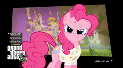 Size: 1500x837 | Tagged: safe, artist:flare-chaser, character:pinkie pie, crossover, female, grand theft auto, gta v, loading screen, solo, video game