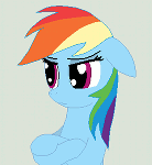 Size: 138x150 | Tagged: safe, artist:tomdantherock, character:rainbow dash, animated, female, pouting, solo, tsundere