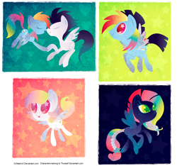 Size: 1554x1452 | Tagged: safe, artist:disfiguredstick, character:rainbow dash, character:soarin', oc, oc:cloud puff, oc:sunrise brisk, oc:white whirl, parent:rainbow dash, parent:soarin', parents:soarindash, ship:soarindash, female, flying, male, offspring, shipping, siblings, sisters, straight