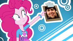 Size: 1920x1080 | Tagged: safe, artist:flare-chaser, character:pinkie pie, my little pony:equestria girls, derp, face, jontron, wallpaper