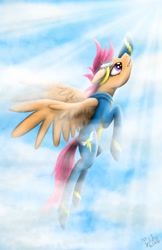 Size: 3300x5100 | Tagged: safe, artist:spiritofthwwolf, character:scootaloo, species:pegasus, species:pony, female, flying, older, scootaloo can fly, solo, wonderbolt scootaloo, wonderbolts uniform