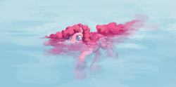 Size: 1125x560 | Tagged: safe, artist:noel, character:pinkie pie, species:earth pony, species:pony, g4, female, lake, mare, solo, swimming, water, wet mane, wip