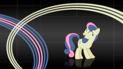 Size: 1920x1080 | Tagged: safe, artist:sirpayne, character:bon bon, character:sweetie drops, species:earth pony, species:pony, abstract background, cutie mark, eyes closed, female, hooves, mare, open mouth, solo, wallpaper