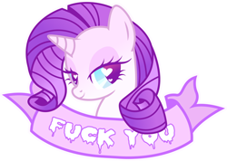 Size: 556x396 | Tagged: source needed, useless source url, safe, artist:disfiguredstick, character:rarity, bedroom eyes, eyeshadow, female, fuck you, looking at you, old banner, simple background, solo, subversive kawaii, transparent background, vulgar, wingding eyes