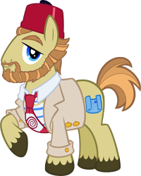 Size: 7186x9000 | Tagged: safe, artist:dentist73548, artist:tygerbug, absurd resolution, indiana jones, ponified, sallah, simple background, solo, transparent background, vector