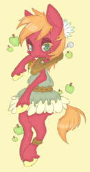 Size: 473x900 | Tagged: safe, artist:coffeechicken, character:big mcintosh, species:pony, bipedal, clothing, dress, macareina, rule 63, solo